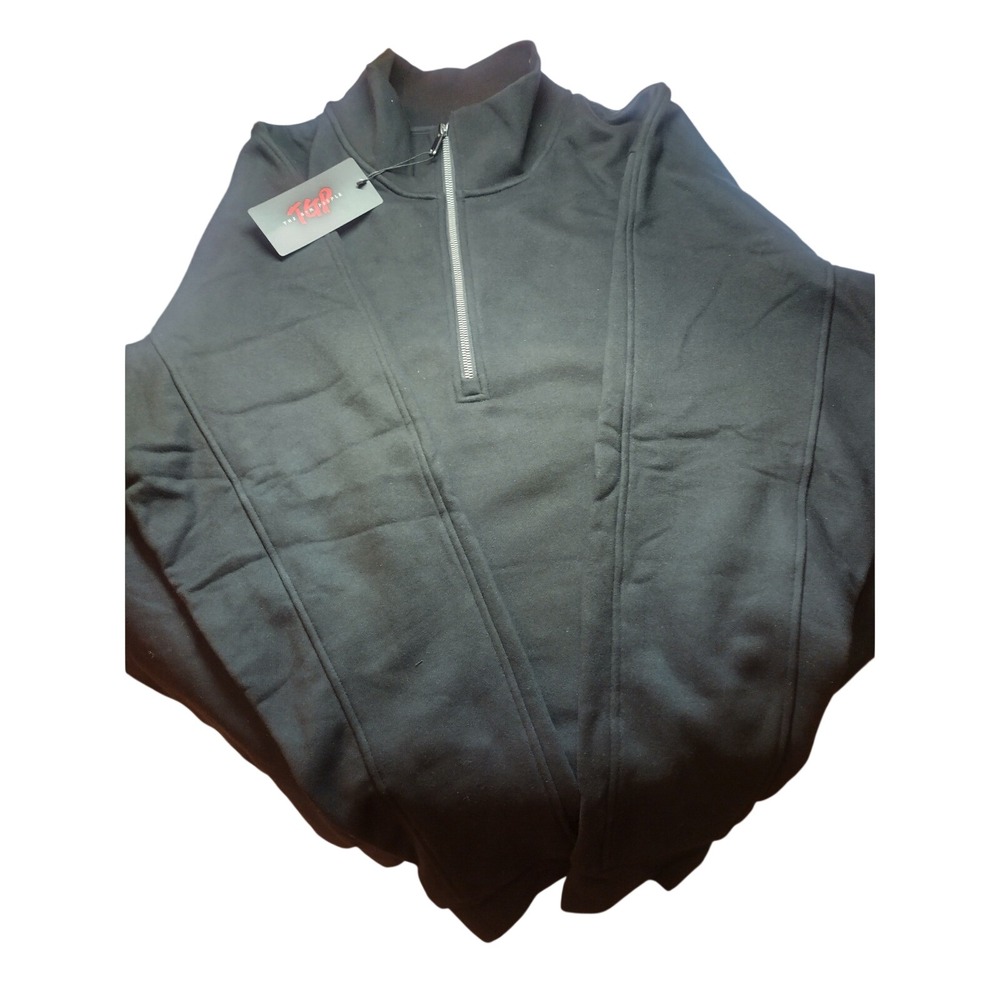 The Gym People Mens 2XL Black Quarter Zip Pullover Fleece Sweatshirt NWT
